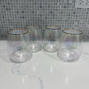 Zodax NWT Negroni Hammered Stemless Glass - Set of 4